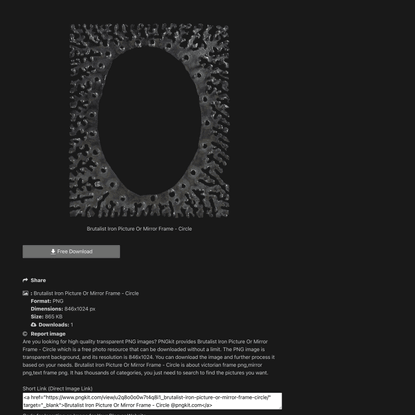 Brutalist Iron Picture Or Mirror Frame - Circle, free png image