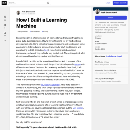 How I Built a Learning Machine