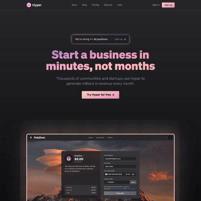 Hyper — Start a business in minutes, not months