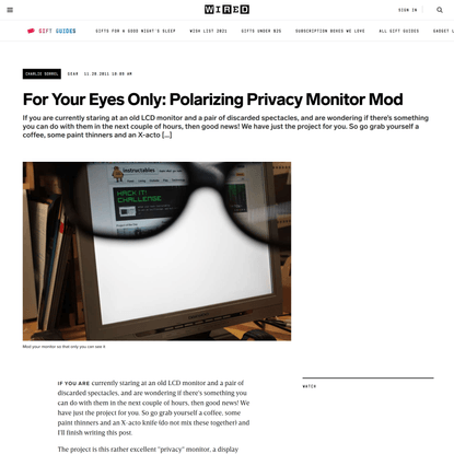 For Your Eyes Only: Polarizing Privacy Monitor Mod