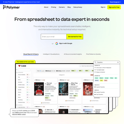 From spreadsheet to data expert in seconds · Polymer