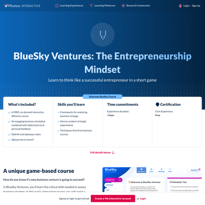 BlueSky Ventures: The Entrepreneurship Mindset