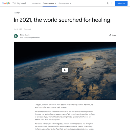In 2021, the world searched for healing