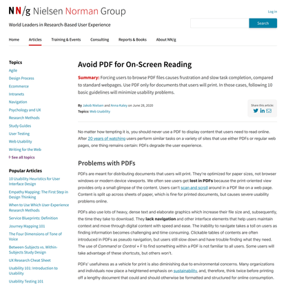 Avoid PDF for On-Screen Reading