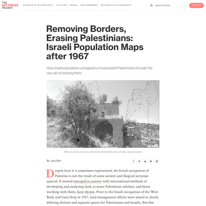 Removing Borders, Erasing Palestinians: Israeli Population Maps after 1967