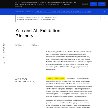 You and AI: Exhibition Glossary | Onassis Foundation