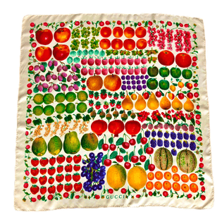 Vintage Gucci Fruit-Print Silk Scarf