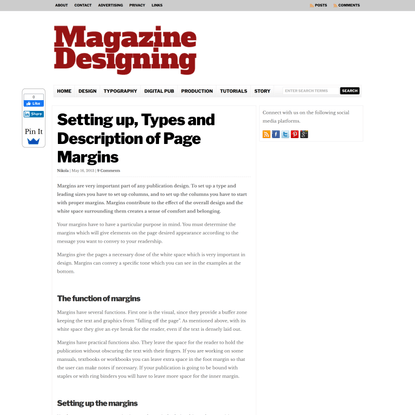 Setting up, Types and Description of Page Margins