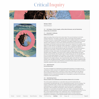 Winter 2022 - Volume 48 Issue 2 – Critical Inquiry