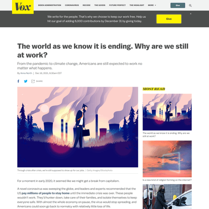 The world as we know it is ending. Why are we still at work?