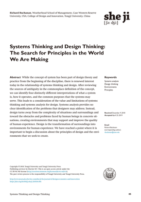 Systems Thinking and Design Thinking: The Search for Principles in the World We Are Makin