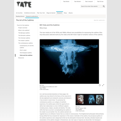 Rina Arya, 'Bill Viola and the Sublime' (The Art of the Sublime)  | Tate