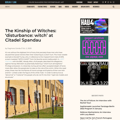 The Kinship of Witches: ‘disturbance: witch’ at Citadel Spandau | Berlin Art Link