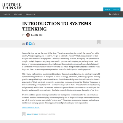 Introduction to Systems Thinking - The Systems Thinker
