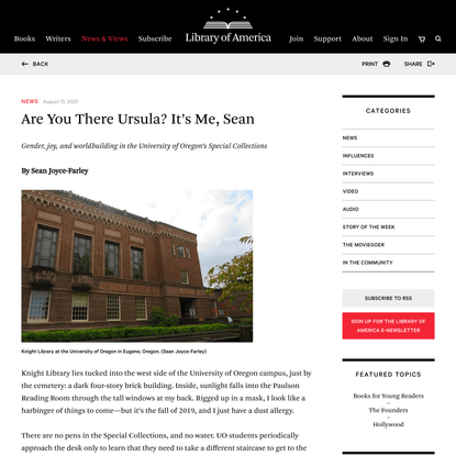 Are You There Ursula? It’s Me, Sean | Library of America
