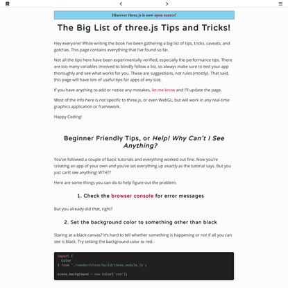 The Big List of three.js Tips and Tricks! | Discover three.js