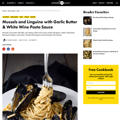 Mussels and Linguine with Garlic Butter &amp; White Wine Pasta Sauce