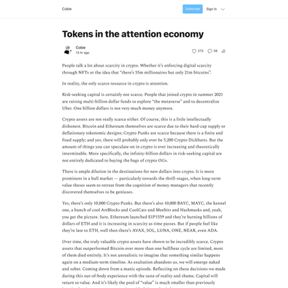 Tokens in the attention economy