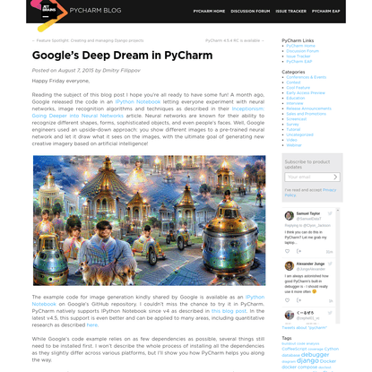 Google's Deep Dream in PyCharm