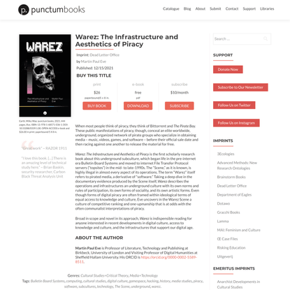 Warez: The Infrastructure and Aesthetics of Piracy – punctum books