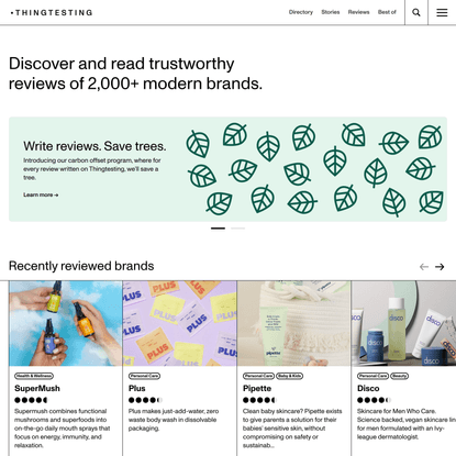 Thingtesting - Discover and learn more about modern brands.