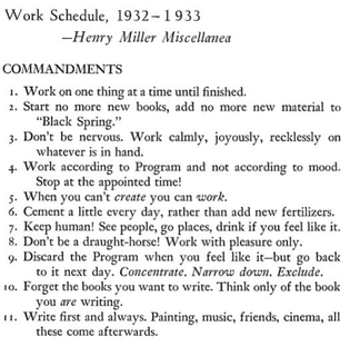 Henry Miller - Work Schedule