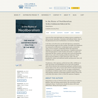 In the Ruins of Neoliberalism | Columbia University Press