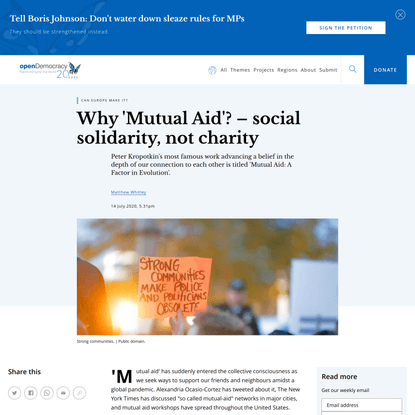 Why ‘Mutual Aid’? – social solidarity, not charity