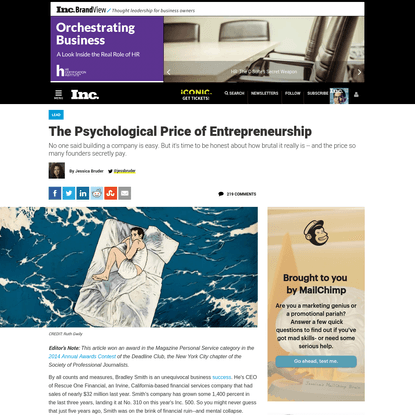 The Psychological Price of Entrepreneurship