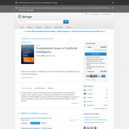 Fundamental Issues of Artificial Intelligence | Vincent C. Müller | Springer