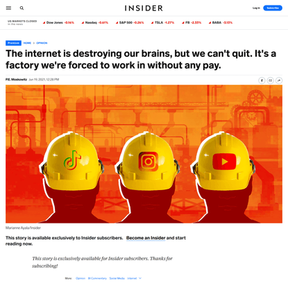 The internet is destroying our brains, but we can’t quit. It’s a factory we’re forced to work in without any pay.