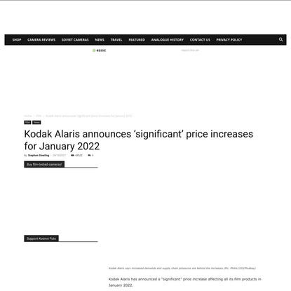 Kodak Alaris announces ‘significant’ price increases for January 2022