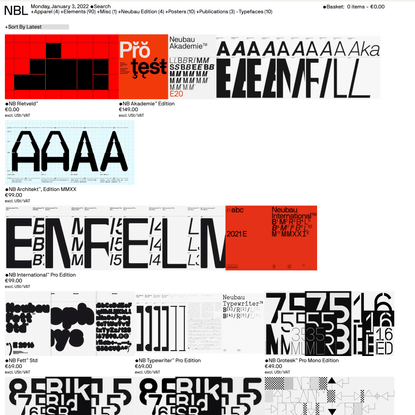 NBL — Product categories Typefaces