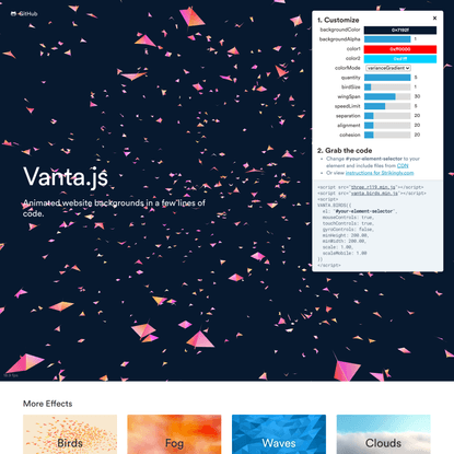 Vanta.js - 3D &amp; WebGL Background Animations For Your Website