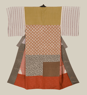 A silk patchwork antique ‘juban’ (underkimono) with wool lining.   Meiji Period (1867-1911), Japan. The Kimono Gallery
