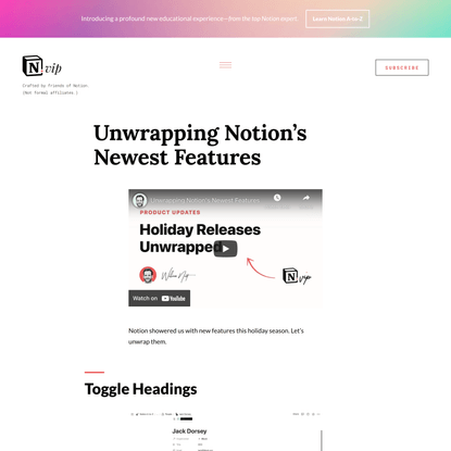 Unwrapping Notion’s Newest Features ~ Notion VIP