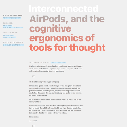 AirPods, and the cognitive ergonomics of tools for thought