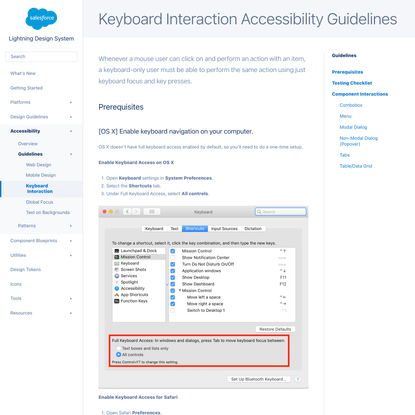 Keyboard Interaction Accessibility Guidelines - Lightning Design System