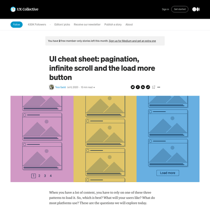 UI cheat sheet: pagination, infinite scroll and the load more button