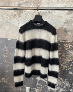 Saint Laurent Paris Distressed Striped Mohair Sweater.⁠⁠