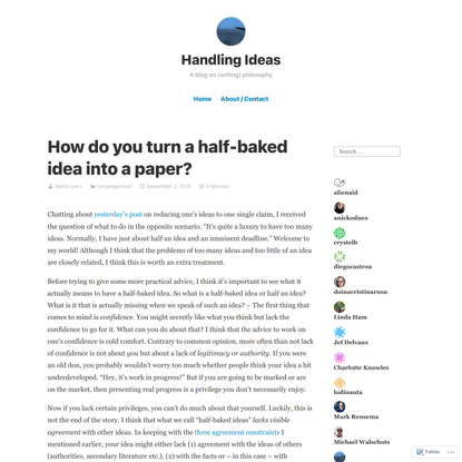 How do you turn a half-baked idea into a paper?