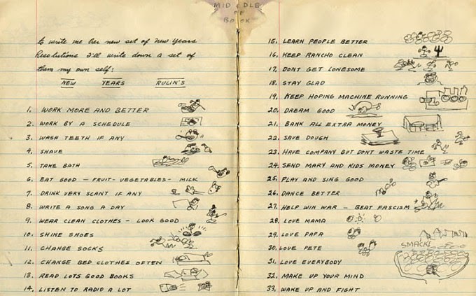 Woody Guthrie's to-do list, 1942