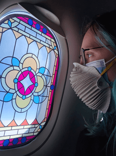 Stained glass airplane window stickers 