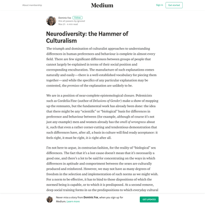 Neurodiversity: the Hammer of Culturalism - Dominic Fox - Medium