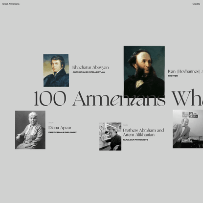 100 Armenians Who Changed the World — 100 Armenians Who Changed the World