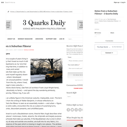 Notes from a Suburban Flâneur - 3 Quarks Daily — Are.na