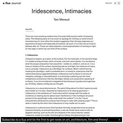Iridescence, Intimacies - Journal #61 January 2015 - e-flux