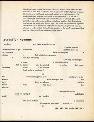 John Cage, Lecture on Nothing