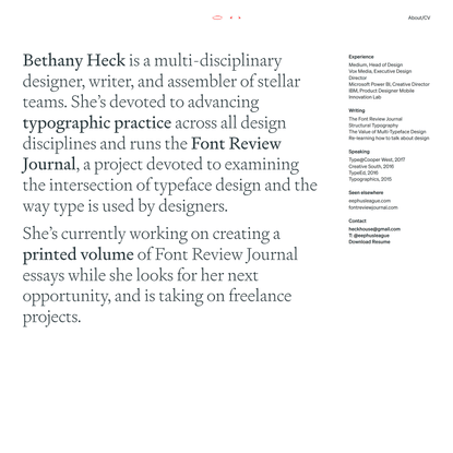 About – Portfolio of Bethany Heck