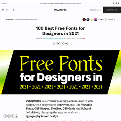 100 Best Free Fonts for Designers in 2021